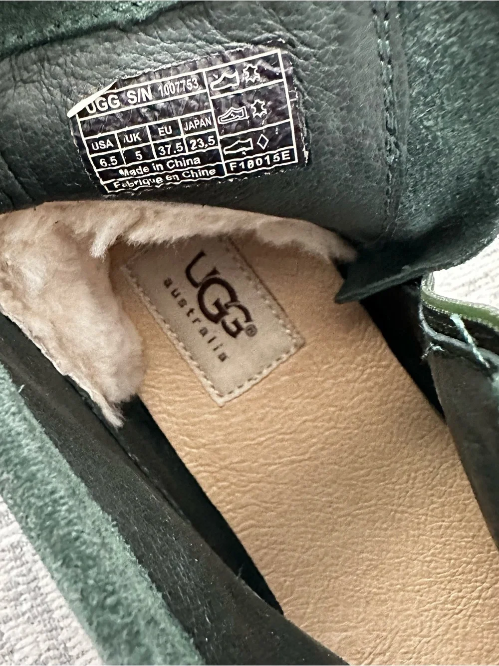 UGG Australian Shoreline Suede Fringe Ankle Boots in Dark Green